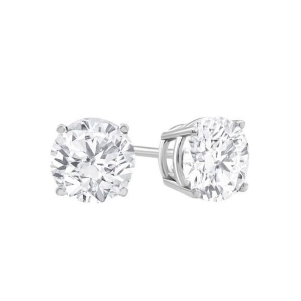 Renaissance Collection 14k White Gold Over 925 Sterling Silver CZ Round Studs